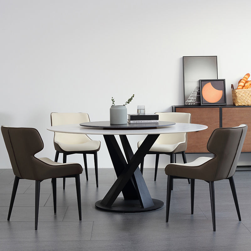 Chaises de salle à manger modernes en cuir PU, fauteuils de salle à manger en métal pour usage domestique
