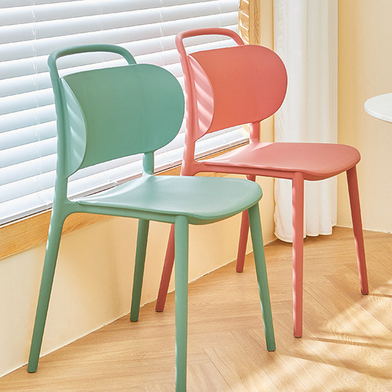 Silla de comedor de plástico de estilo contemporáneo, silla lateral sin brazos para cocina