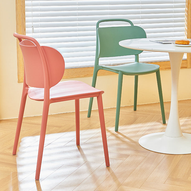 Silla de comedor de plástico de estilo contemporáneo, silla lateral sin brazos para cocina