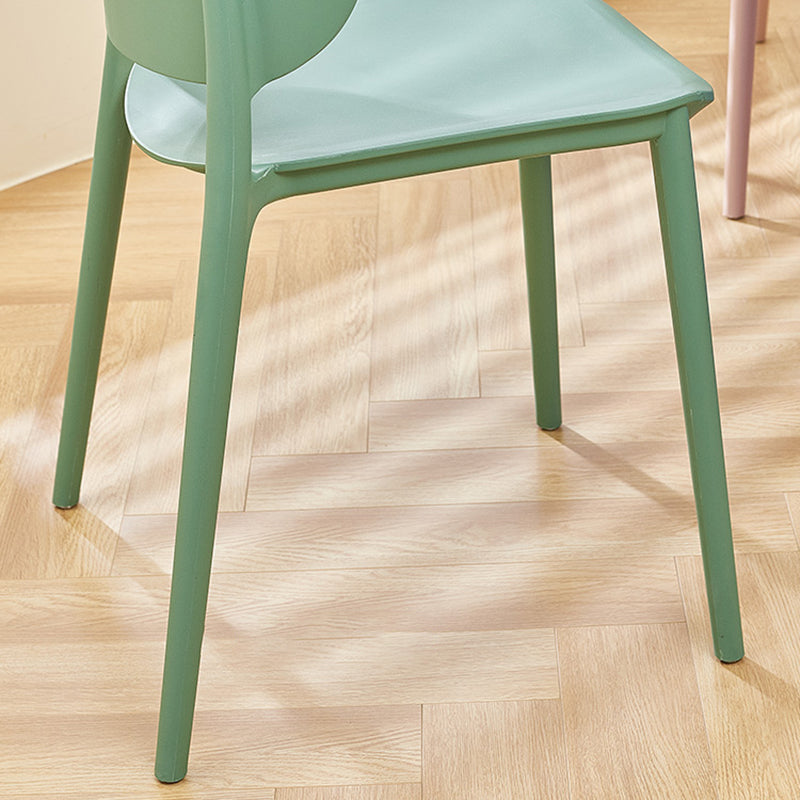 Silla de comedor de plástico de estilo contemporáneo, silla lateral sin brazos para cocina