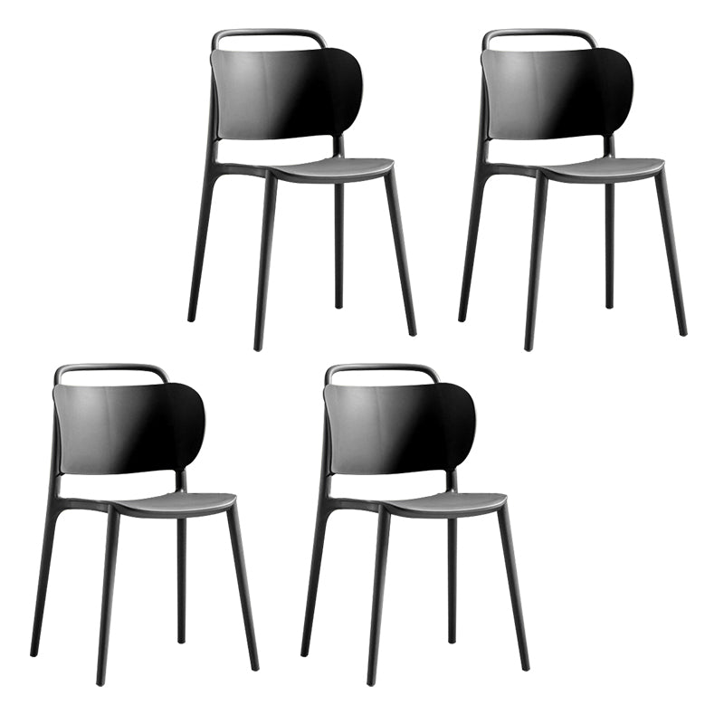 Silla de comedor de plástico de estilo contemporáneo, silla lateral sin brazos para cocina