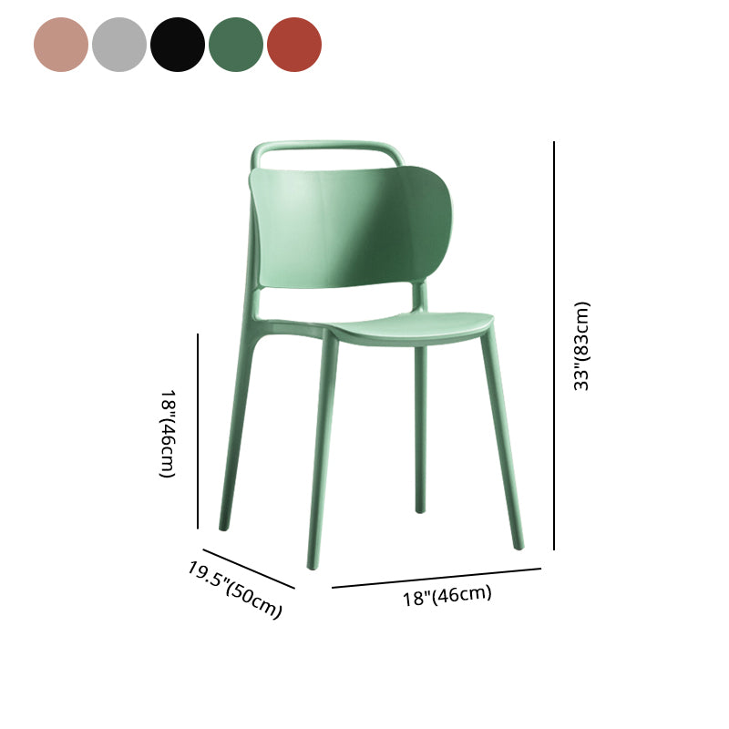 Silla de comedor de plástico de estilo contemporáneo, silla lateral sin brazos para cocina
