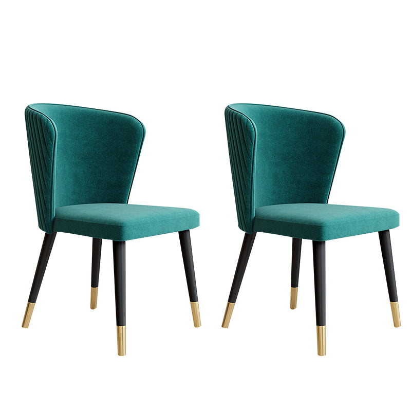 Glam Wood Dining Armless Chairs Velvet Dining Chairs for Restaurant Use