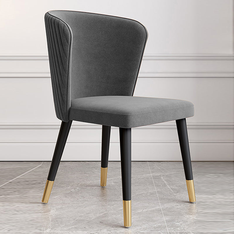 Sillas sin brazos de comedor de madera Glam, sillas de comedor de terciopelo para uso en restaurantes