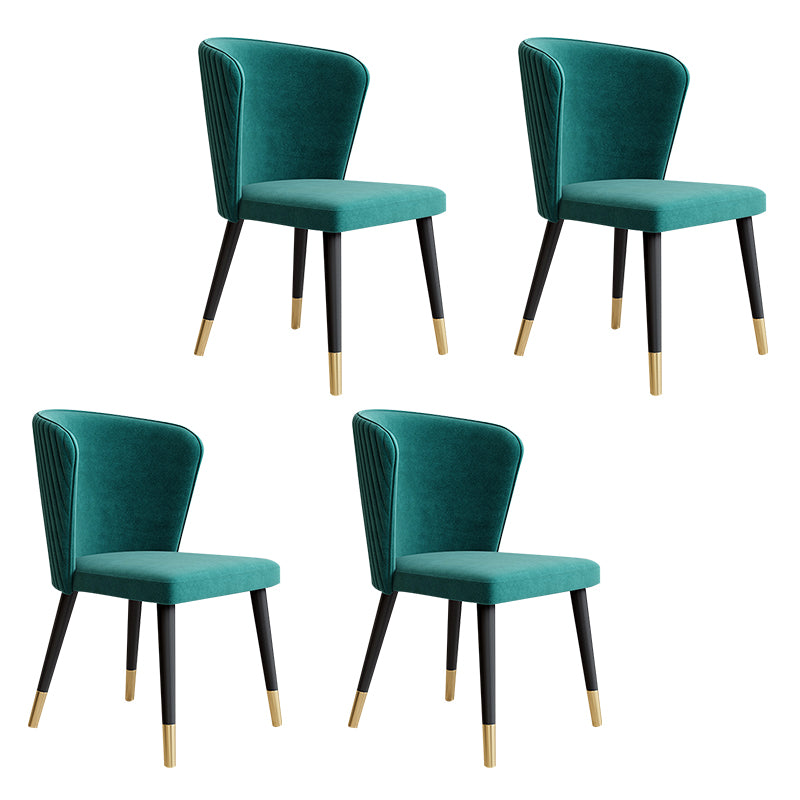 Sillas sin brazos de comedor de madera Glam, sillas de comedor de terciopelo para uso en restaurantes