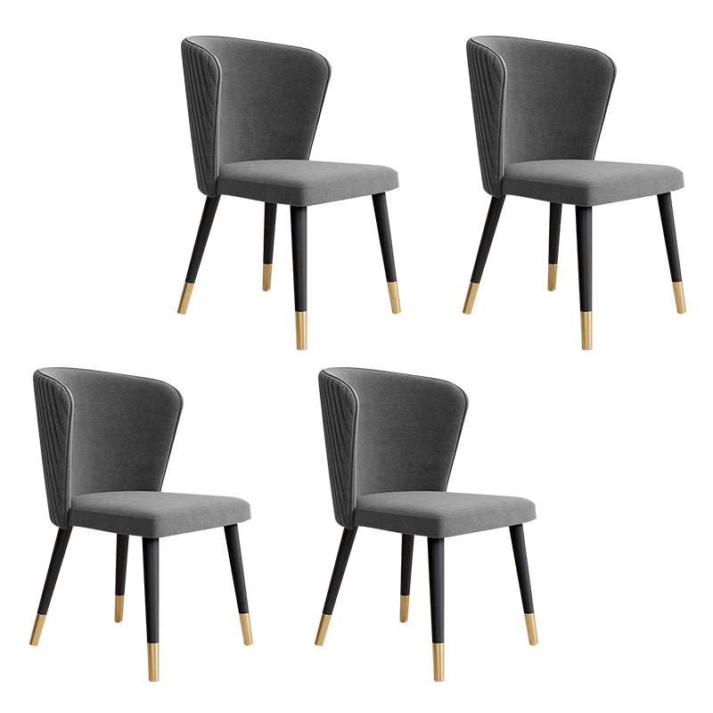 Sillas sin brazos de comedor de madera Glam, sillas de comedor de terciopelo para uso en restaurantes