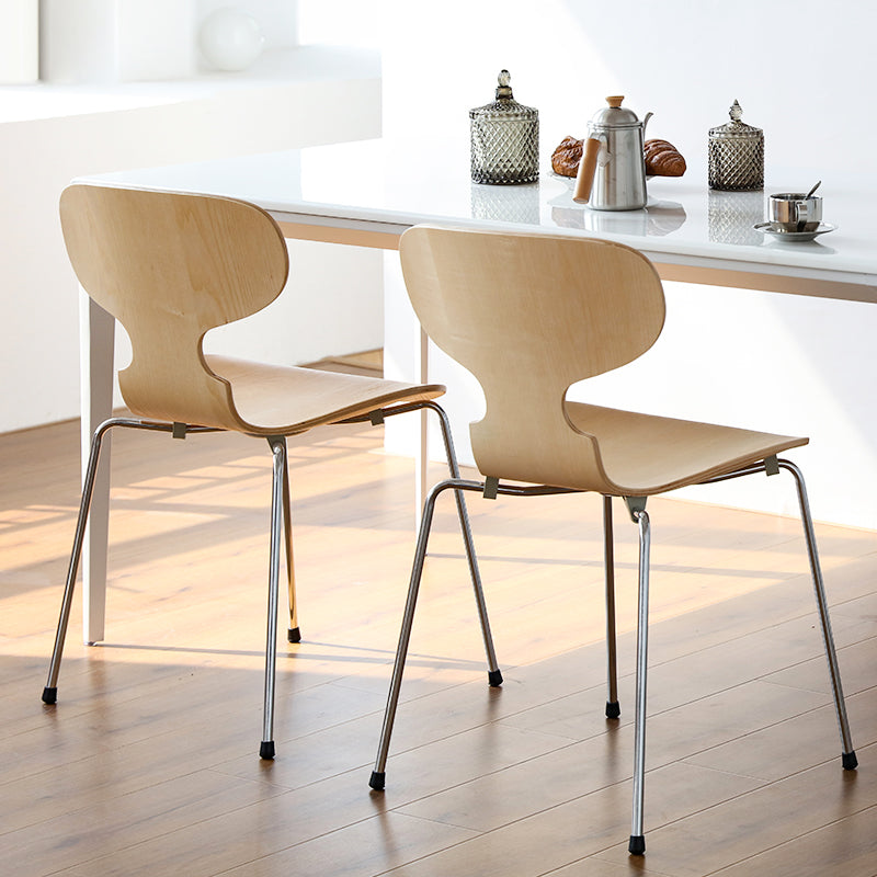 Silla de comedor de metal moderno, silla lateral de comedor de madera para uso en restaurantes