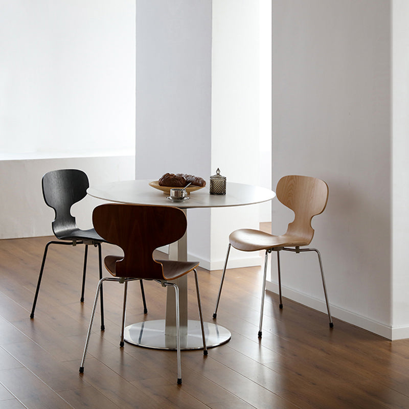 Silla de comedor de metal moderno, silla lateral de comedor de madera para uso en restaurantes