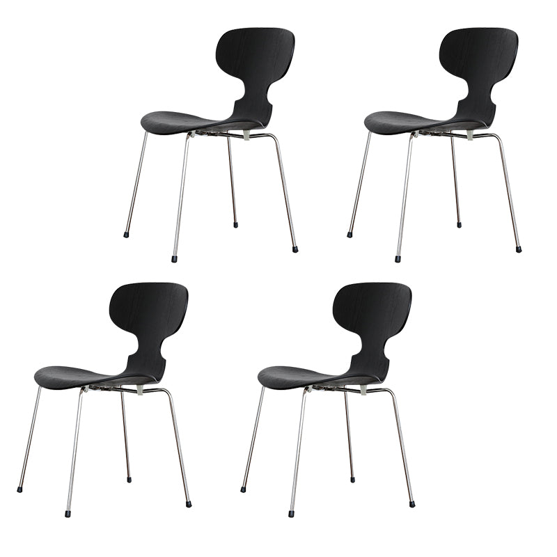 Silla de comedor de metal moderno, silla lateral de comedor de madera para uso en restaurantes