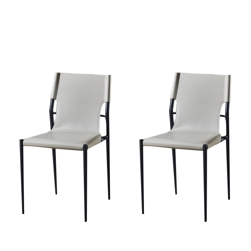 Silla lateral de cuero de diseñador para cafetería, silla de comedor con respaldo sólido