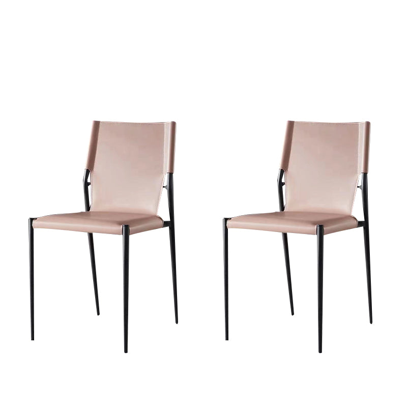 Designer Style Leather Coffee Shop Side Chair Solid Back Dining Chair