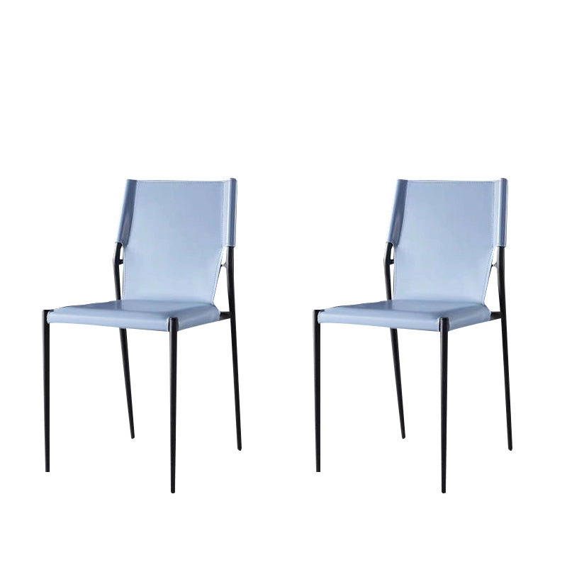 Designer Style Leather Coffee Shop Side Chair Solid Back Dining Chair