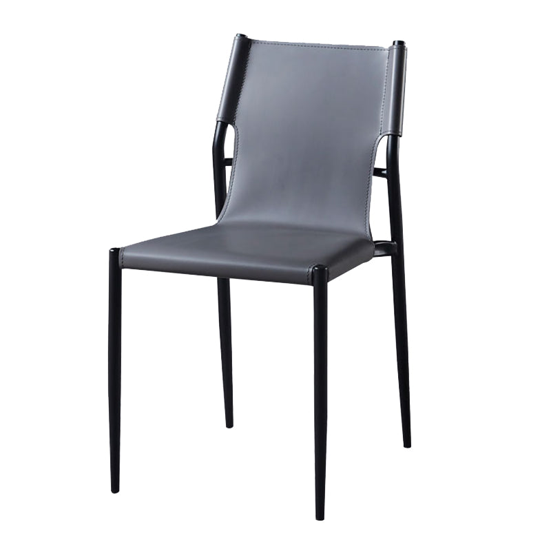 Silla lateral de cuero de diseñador para cafetería, silla de comedor con respaldo sólido
