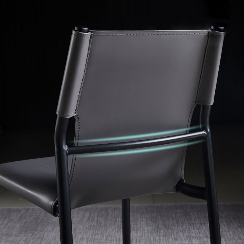 Silla lateral de cuero de diseñador para cafetería, silla de comedor con respaldo sólido