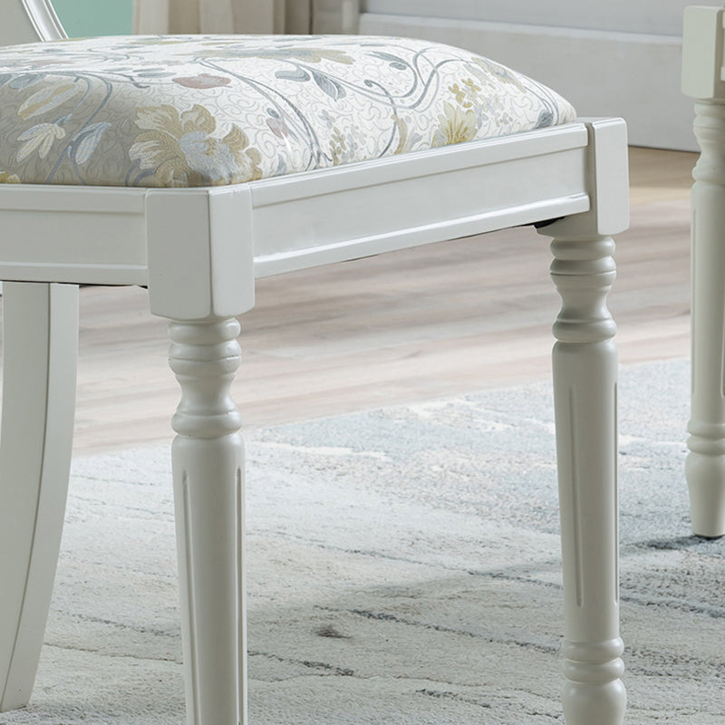 Silla lateral casera tapizada tradicional Sillas de comedor Queen Anne blancas
