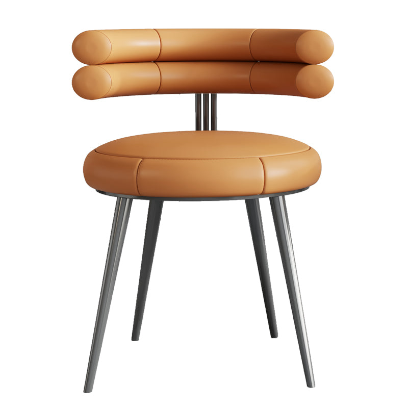 Silla de comedor de cuero con respaldo abierto, silla lateral para sala de conferencias, estilo diseñador
