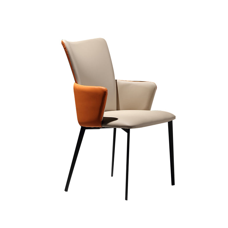 Modern Style Dining Chairs Arm Side Chairs with Metal Legs for Kitchen