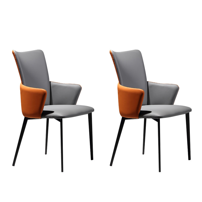 Sillas de comedor de estilo moderno, sillas laterales con brazos y patas de metal para cocina