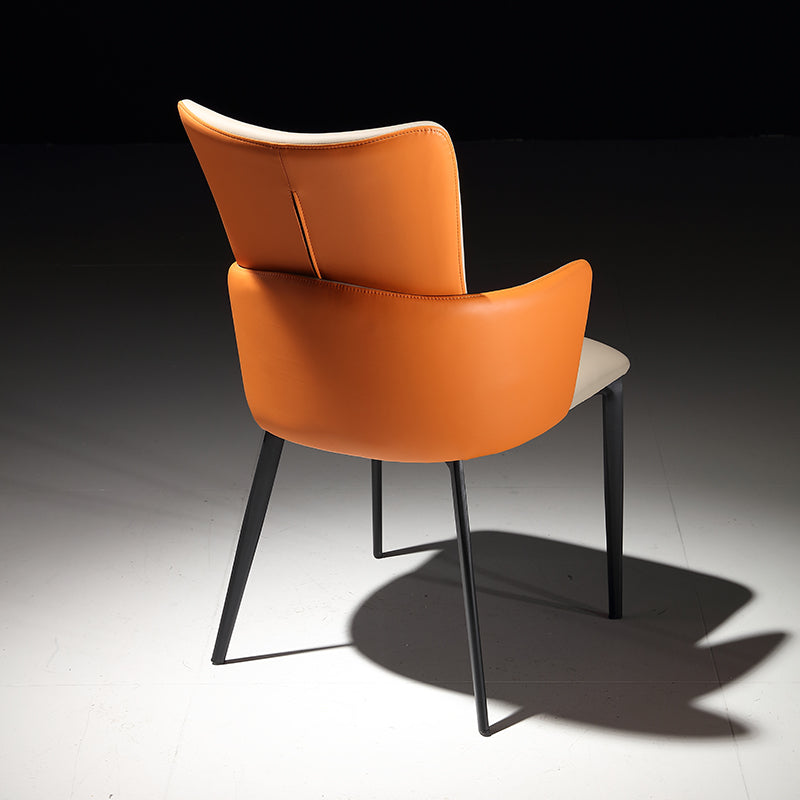 Sillas de comedor de estilo moderno, sillas laterales con brazos y patas de metal para cocina