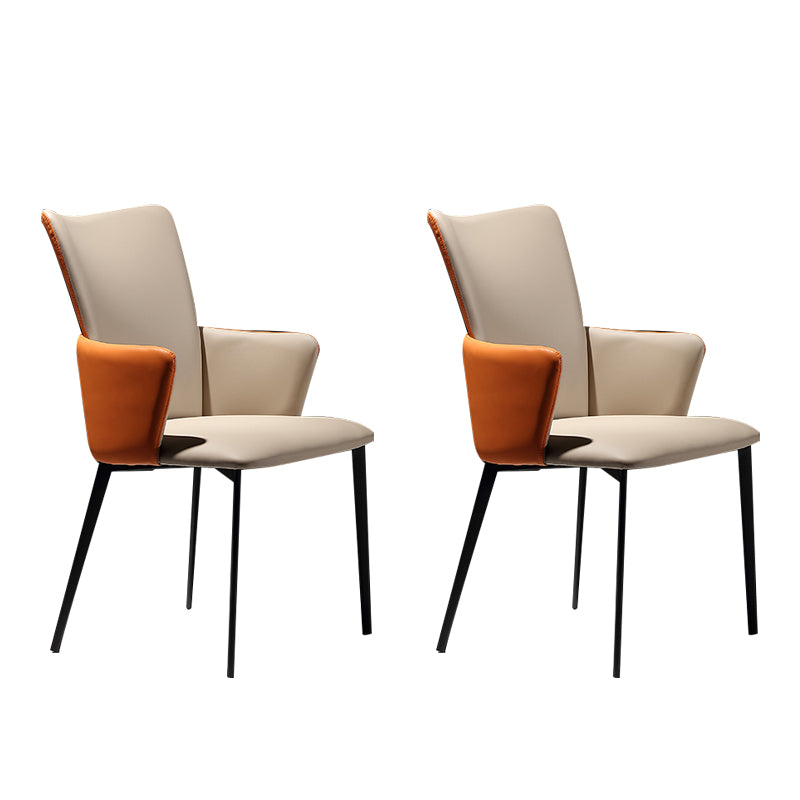 Sillas de comedor de estilo moderno, sillas laterales con brazos y patas de metal para cocina