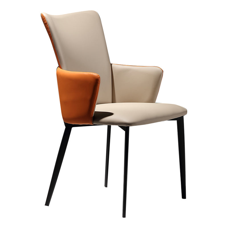 Sillas de comedor de estilo moderno, sillas laterales con brazos y patas de metal para cocina