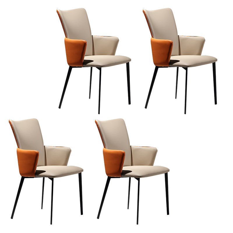 Sillas de comedor de estilo moderno, sillas laterales con brazos y patas de metal para cocina