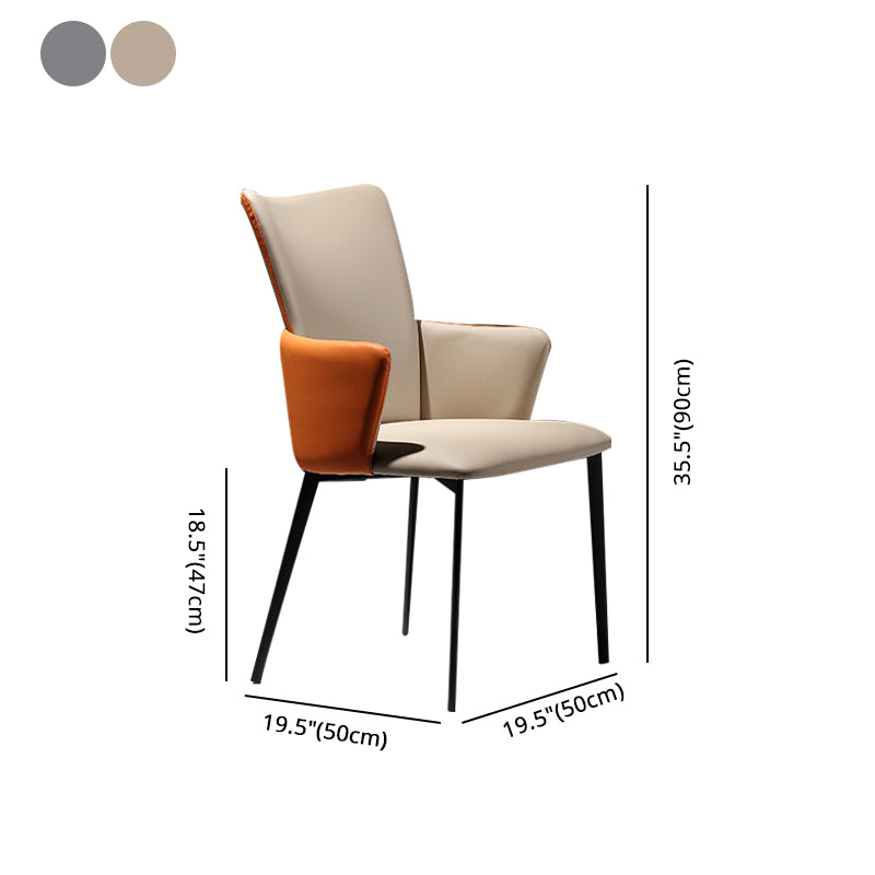 Sillas de comedor de estilo moderno, sillas laterales con brazos y patas de metal para cocina