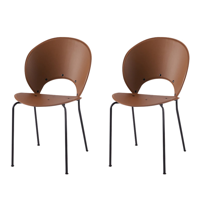Modern Style Dining Chairs Armless Side Open Back Chairs with Metal Legs for Kitchen