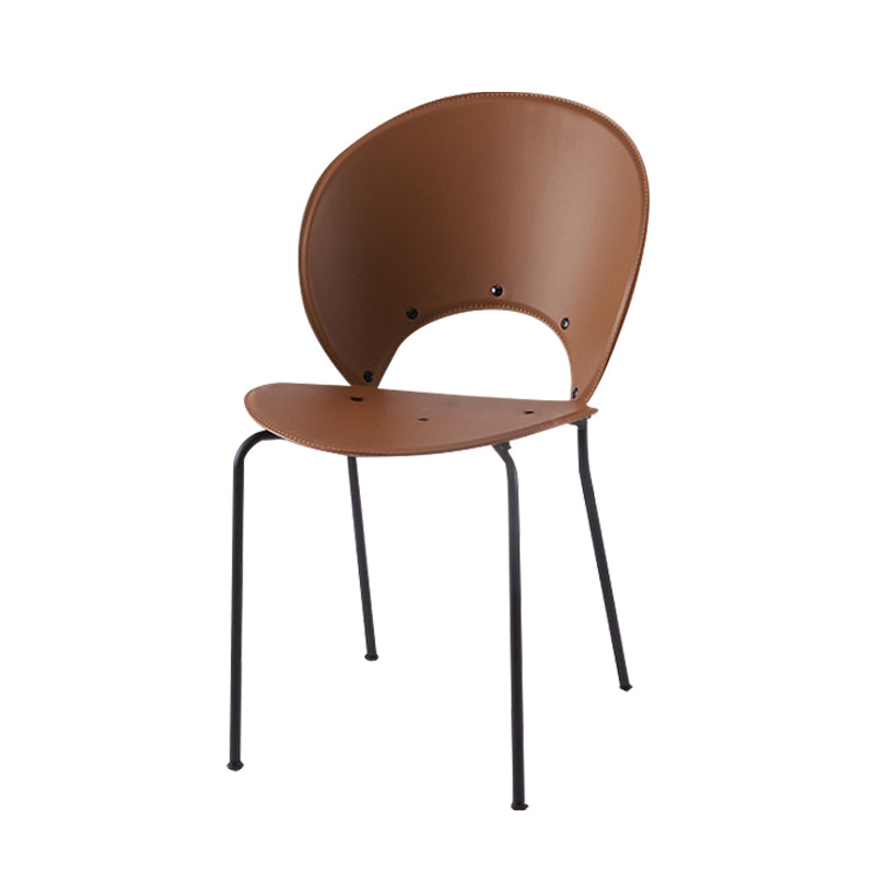 Sillas de comedor de estilo moderno, sillas laterales sin brazos con respaldo abierto y patas de metal para cocina