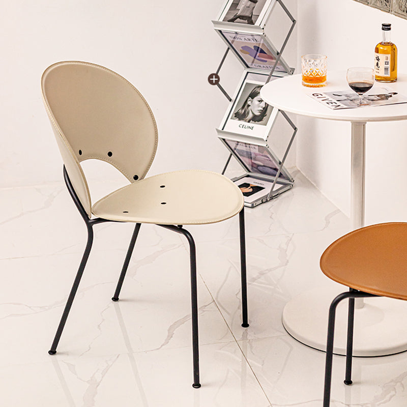 Sillas de comedor de estilo moderno, sillas laterales sin brazos con respaldo abierto y patas de metal para cocina