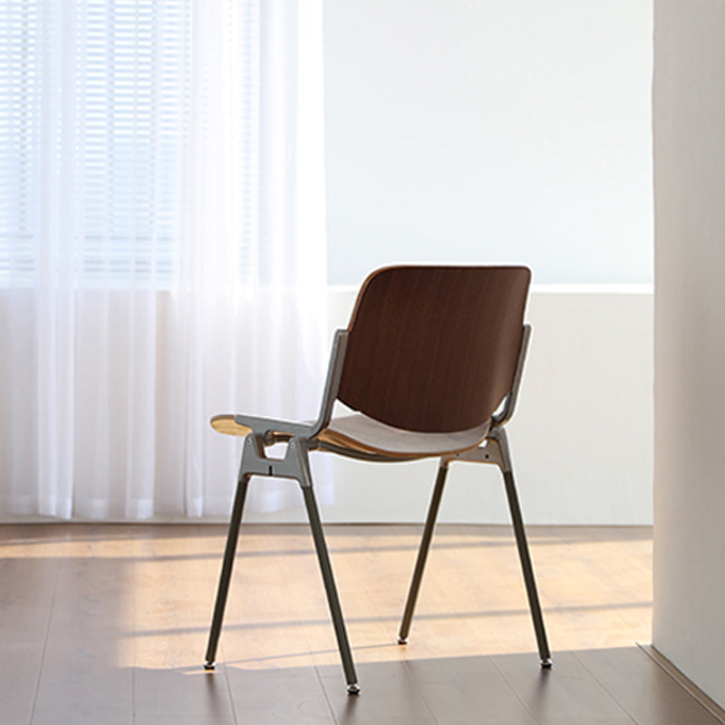 Silla de comedor de estilo moderno, sillas laterales sin brazos con respaldo abierto y patas de metal para cocina