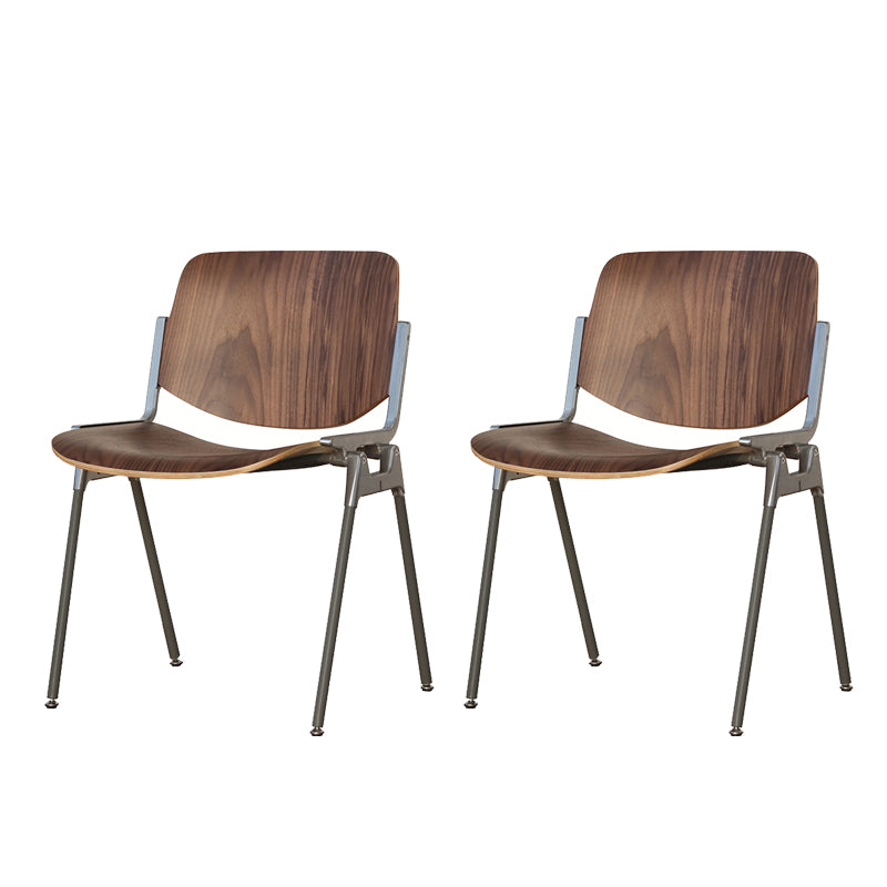 Silla de comedor de estilo moderno, sillas laterales sin brazos con respaldo abierto y patas de metal para cocina