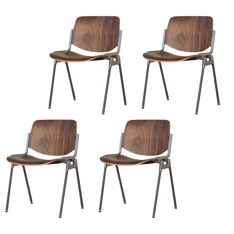 Silla de comedor de estilo moderno, sillas laterales sin brazos con respaldo abierto y patas de metal para cocina