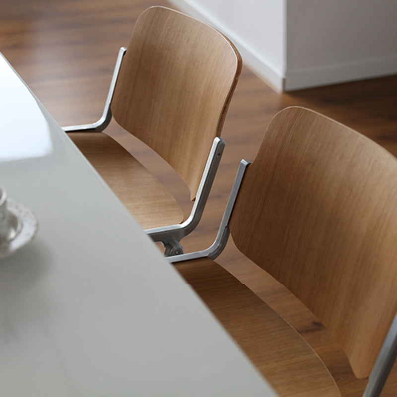 Silla de comedor de estilo moderno, sillas laterales sin brazos con respaldo abierto y patas de metal para cocina