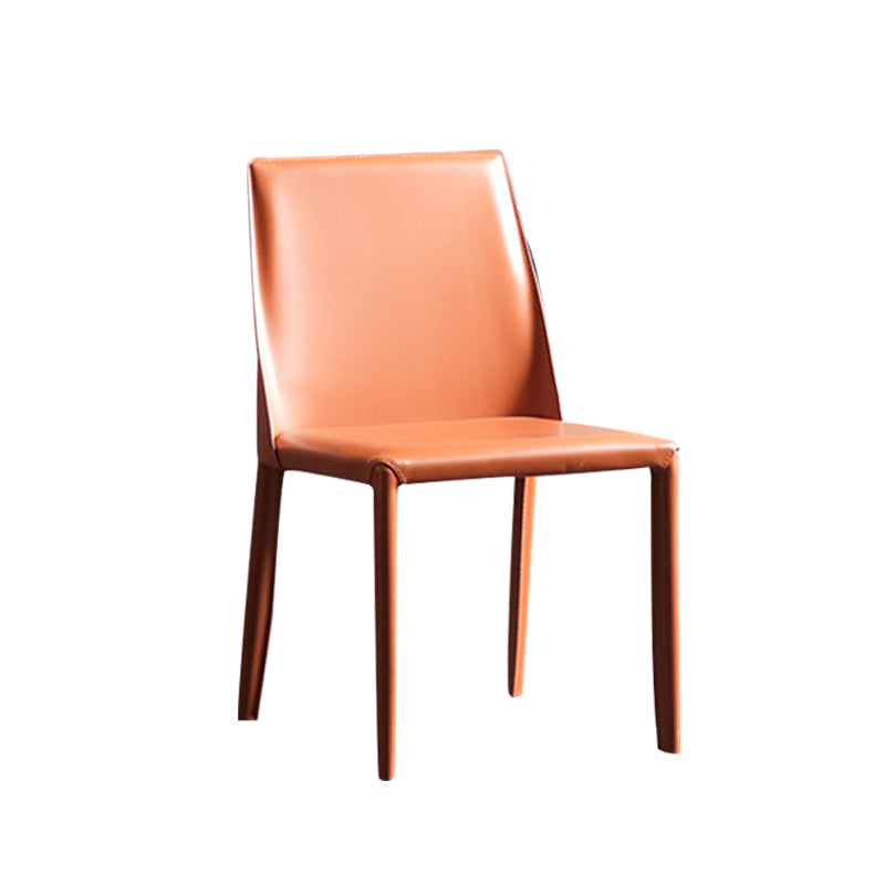 Modern Metal Dining Armless Chair Leather Dining Side Chair for Restaurant Use