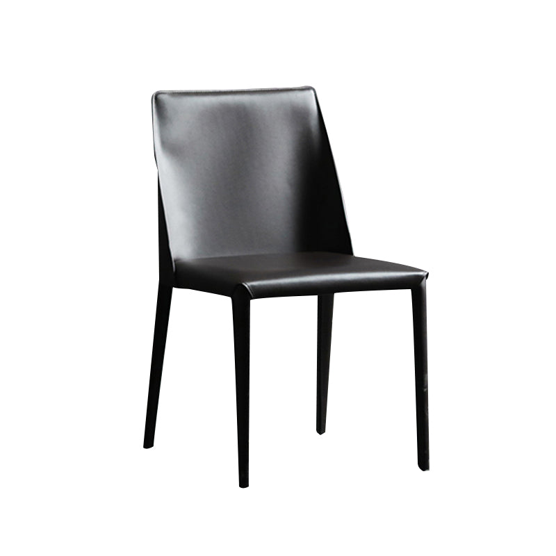 Silla sin brazos de comedor de metal moderno, silla lateral de comedor de cuero para uso en restaurantes