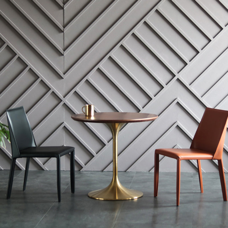 Silla sin brazos de comedor de metal moderno, silla lateral de comedor de cuero para uso en restaurantes