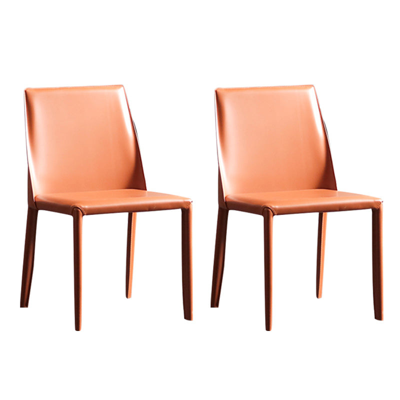 Silla sin brazos de comedor de metal moderno, silla lateral de comedor de cuero para uso en restaurantes