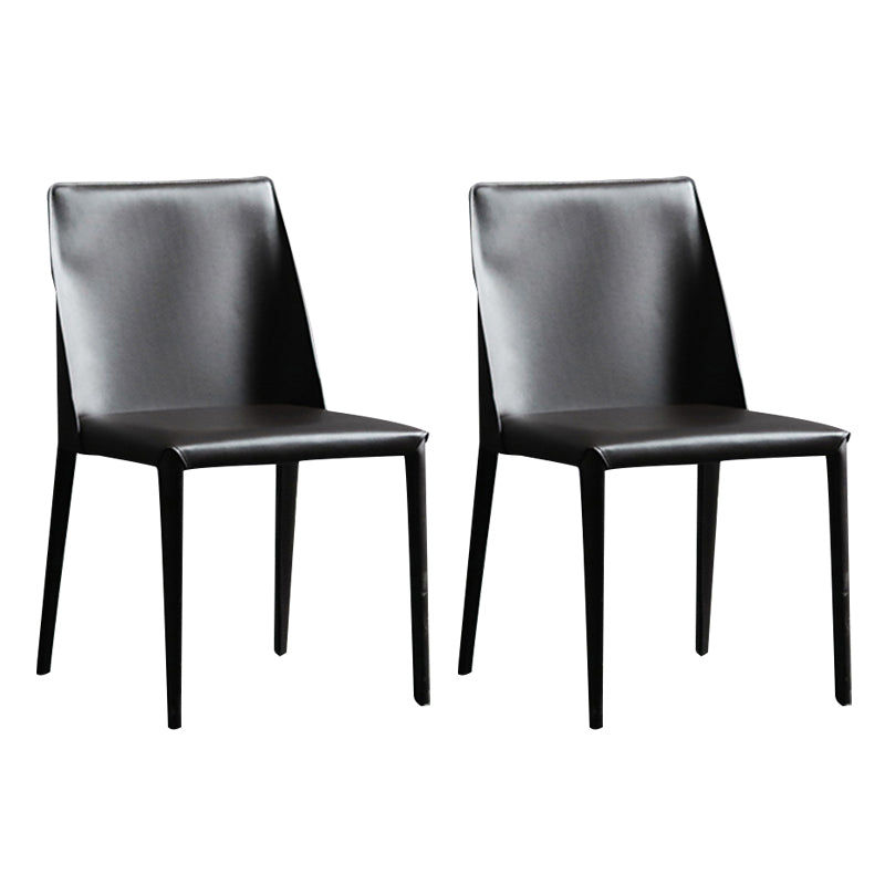 Silla sin brazos de comedor de metal moderno, silla lateral de comedor de cuero para uso en restaurantes
