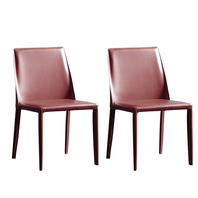 Silla sin brazos de comedor de metal moderno, silla lateral de comedor de cuero para uso en restaurantes