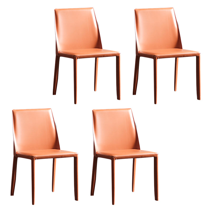 Silla sin brazos de comedor de metal moderno, silla lateral de comedor de cuero para uso en restaurantes