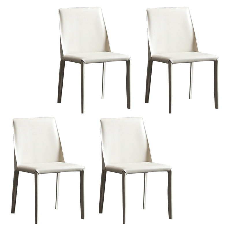Silla sin brazos de comedor de metal moderno, silla lateral de comedor de cuero para uso en restaurantes