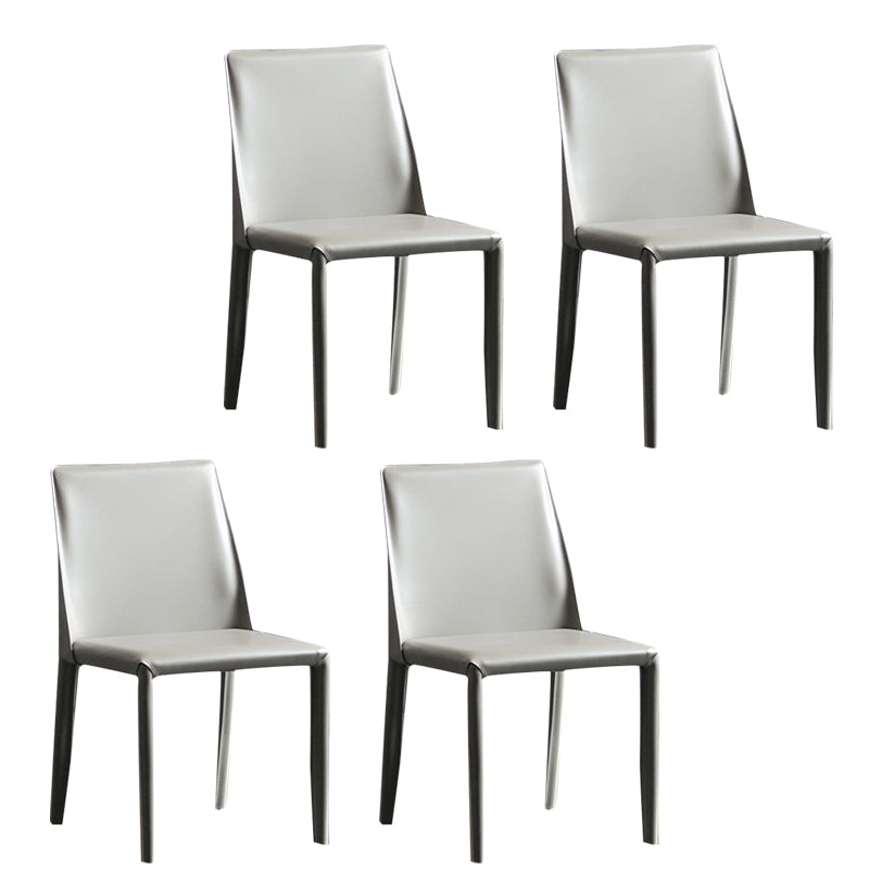 Silla sin brazos de comedor de metal moderno, silla lateral de comedor de cuero para uso en restaurantes