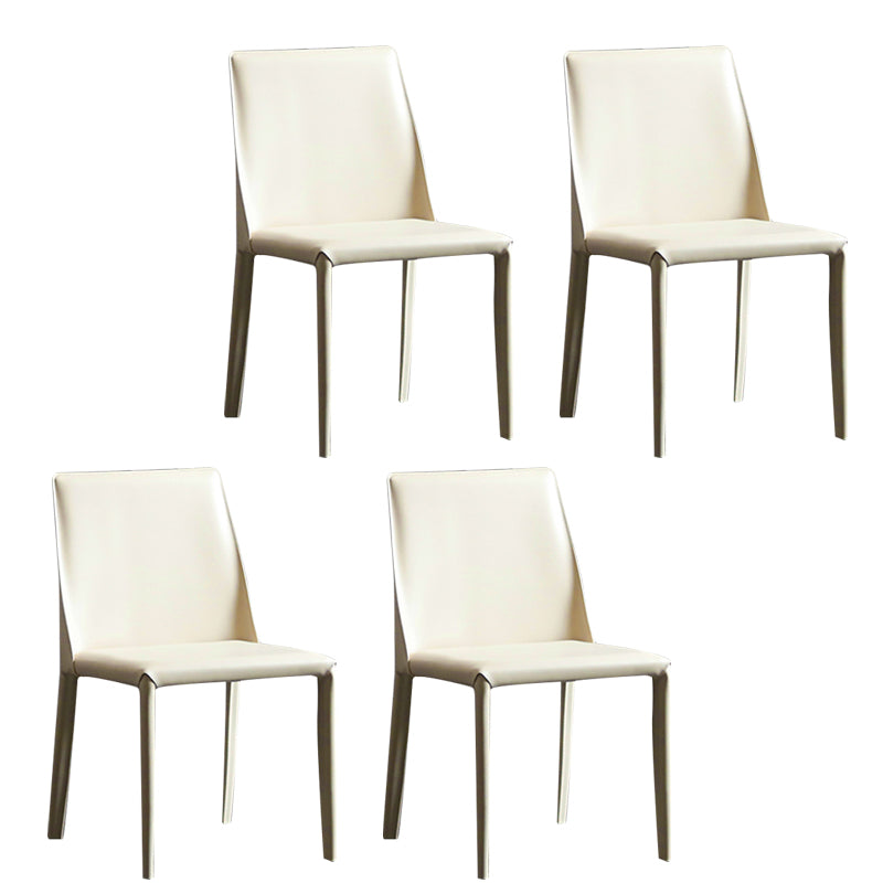 Silla sin brazos de comedor de metal moderno, silla lateral de comedor de cuero para uso en restaurantes