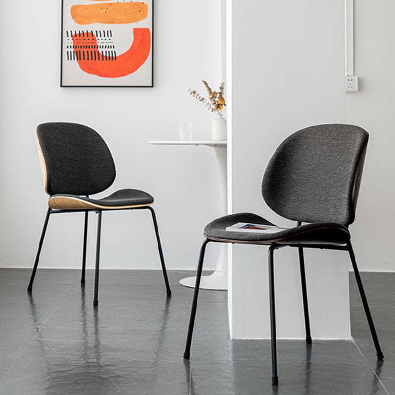 Minimalist Style Linen Fabric Dining Chair Open Back Dining Side Chair for Kitchen