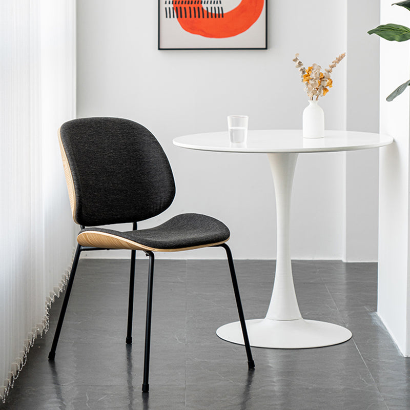 Minimalist Style Linen Fabric Dining Chair Open Back Dining Side Chair for Kitchen