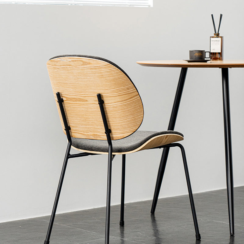 Minimalist Style Linen Fabric Dining Chair Open Back Dining Side Chair for Kitchen