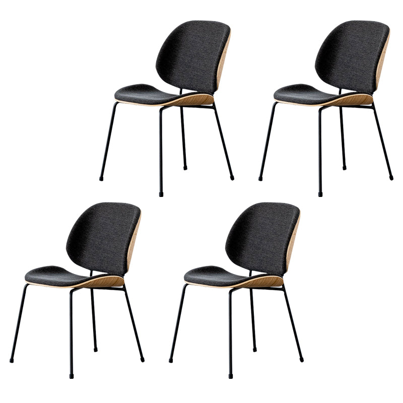 Minimalist Style Linen Fabric Dining Chair Open Back Dining Side Chair for Kitchen