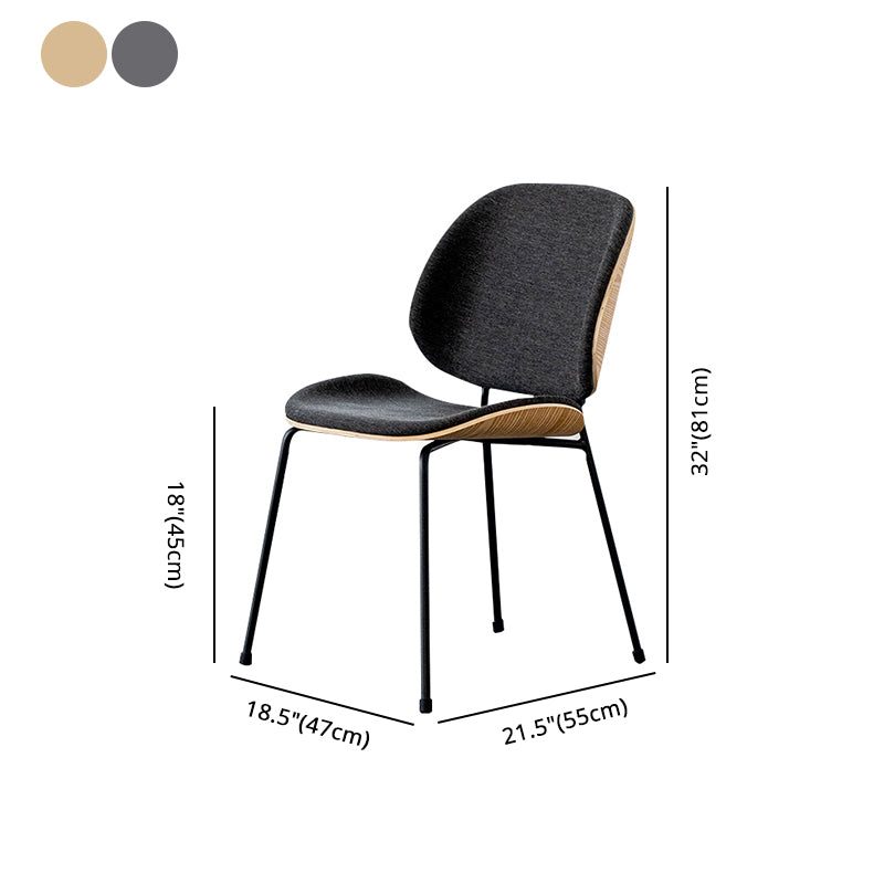 Minimalist Style Linen Fabric Dining Chair Open Back Dining Side Chair for Kitchen