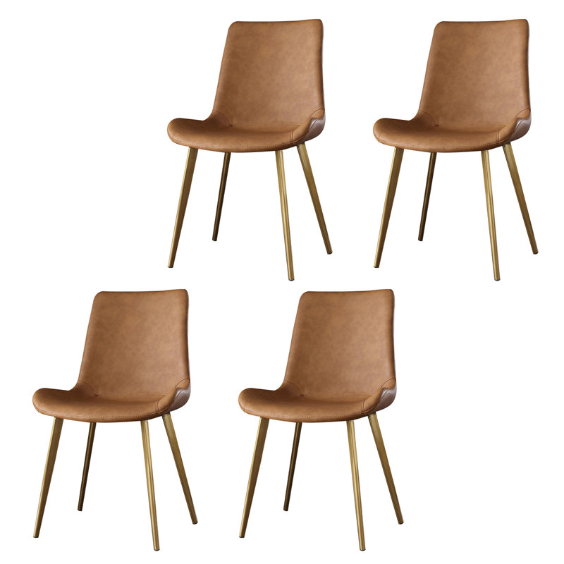Minimalistische stijl lederen eetkamerstoelen stevige achterstoel stoel voor thuisgebruik